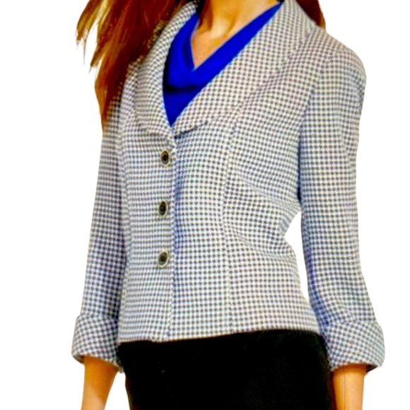 Tahari Checkered Blazer Blue - Picture 1 of 5